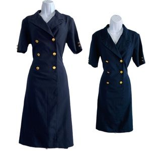 Navy  Blue Double Breasted Flight Attendant Dress Size 8